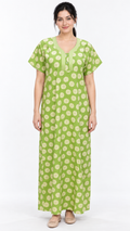 Nighty - Ziva, green circular print, full-length view (E1)
