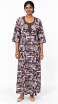 Nighty - Ziva, mauve brushstroke print, full-length view (G1)